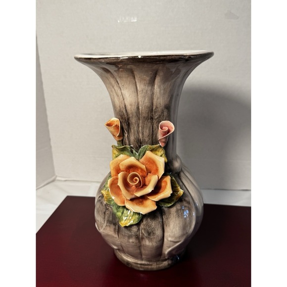 Capodimonte Other - Vintage Italian Crown Capodimonte Vase 12" Ceramic AS1032 Italy